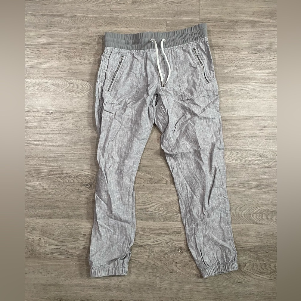 Athleta Women's Cabo Linen Pull‎ On Elastic Waist Gray Jogger Pants cons